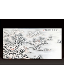 粉彩雪景·寒江獨釣-萬任芳