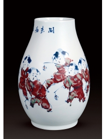 青花釉里紅·鬧春-李青