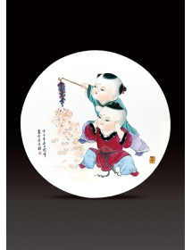重工粉彩·闹春图-周峰